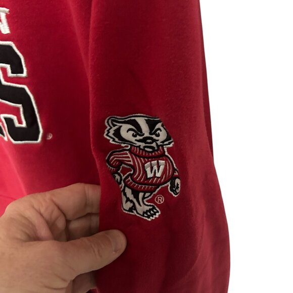 Wisconsin Badgers Hooded Sweatshirt Stadium Athletics Size Large Red - Picture 3 of 7